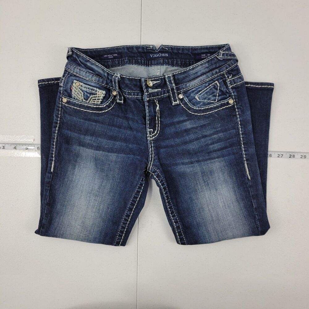 Vigoss the new york capri jeans blue 3/4 28x21‎ denim 3169